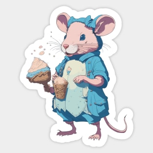 Cute Rat With Ice Cream Sticker